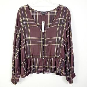 SANCTUARY PEPLUM BUTTON FRONT TOP